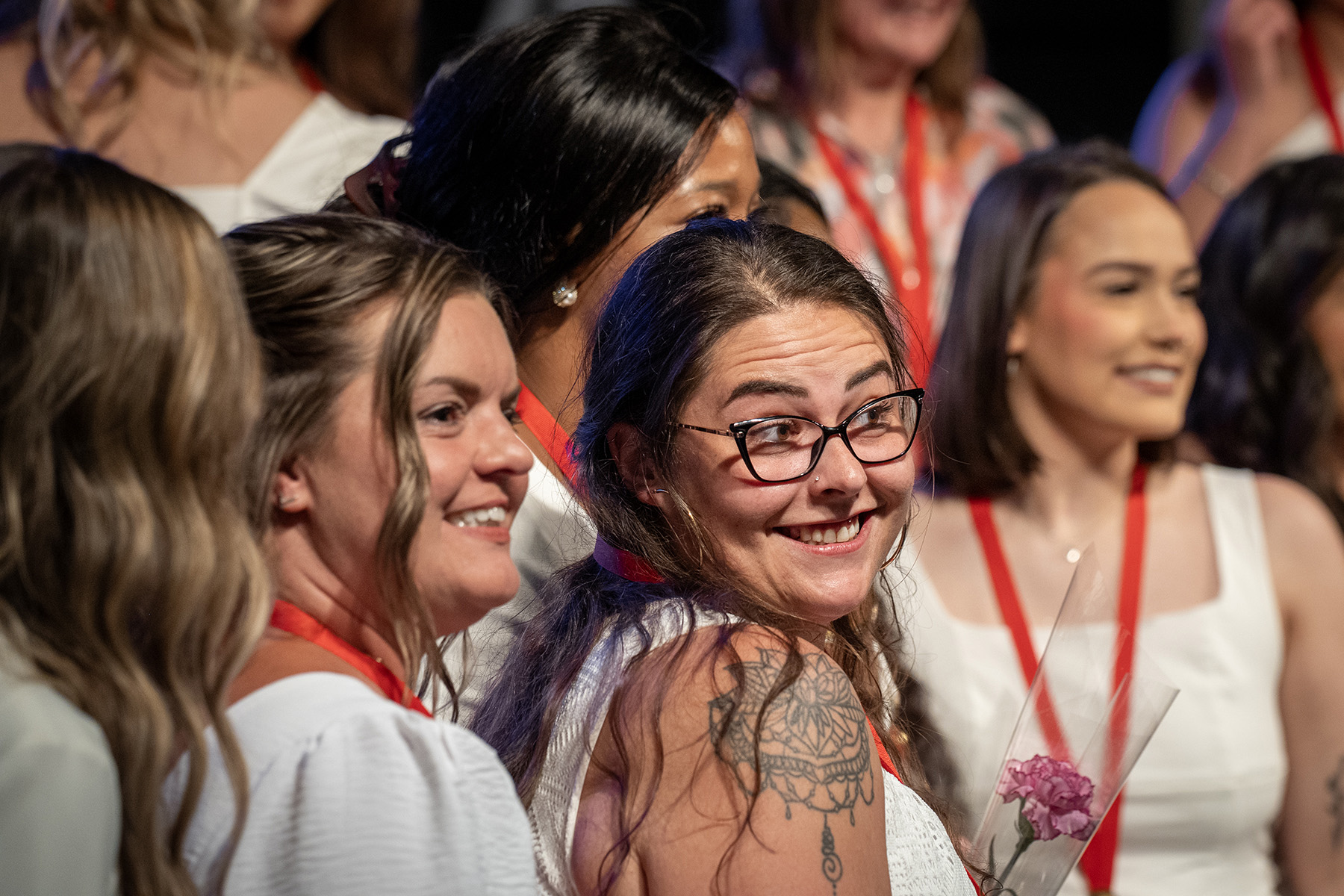 Cassie Littrell smiling during the nursing pinning ceremony
