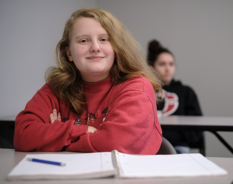 Student in classroom