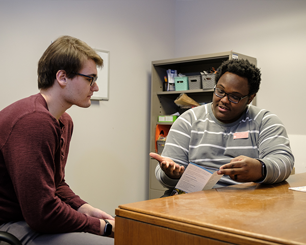 Student talking with advisor