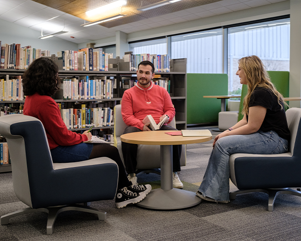 Students sitting in library