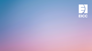 Blue Pink gradient EICC Zoom Background, click to download