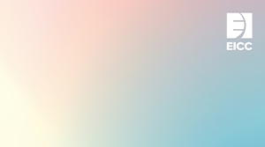 Peach blue gradient EICC Zoom Background, click to download