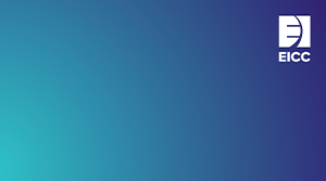 Aqua dark blue gradient EICC Zoom Background, click to download