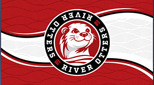 Red zoom background featuring Eddy the Otter